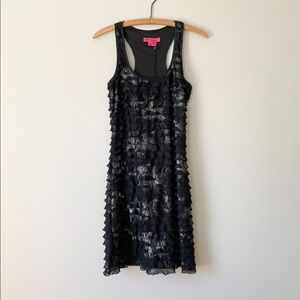 NWT Betsey Johnson Black Fitted Ruffle Dress / 00